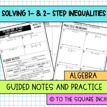 Solving One And Two Step Inequalities Notes TpT