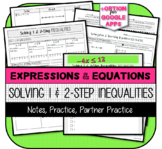 Solving 1 & 2-Step Inequalities: Notes, Practice, Partner 