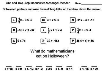 Solve One And Two Step Inequalities Teaching Resources Teachers