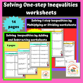Solving One-step Inequalities with Word Problems worksheets