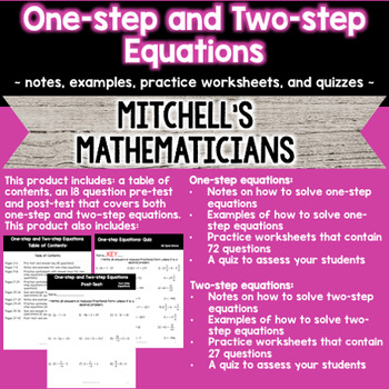 Preview of Solving One-step and Two-step Equations Mini Unit