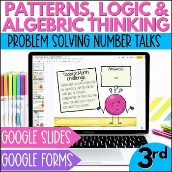 Preview of Solving Patterns, Logic, & Algebraic Thinking Word Problems Number Talks Slides