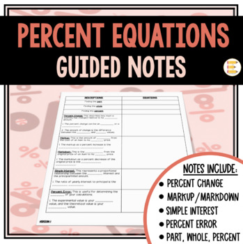 Preview of Solving Percent Equations interactive Notes and Cheat Sheet