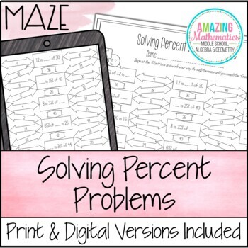 Preview of Solving Percent Problems Worksheet - Maze Activity