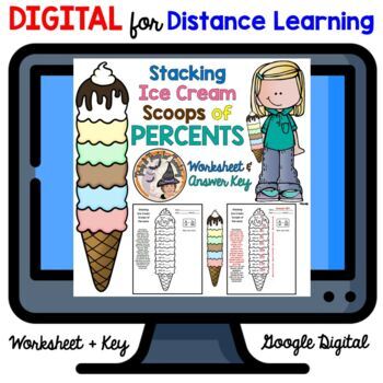 Preview of DIGITAL Math Solving Percents Worksheet and Answer Key Distance Learning