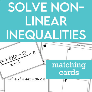 Preview of Solving Polynomial and Rational Inequalities Matching Cards Practice Activity