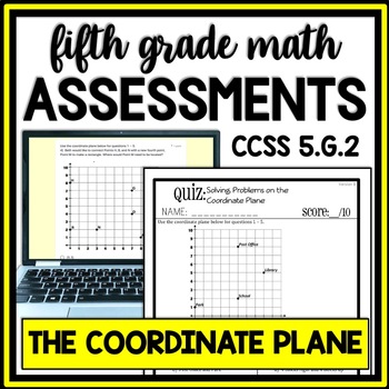 Preview of 5th Grade Distance on the Coordinate Plane Quiz & Review, Quadrant 1 Grid