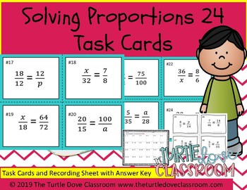 Preview of Solving Proportions 24 Task Cards Print and Teach! No prep!