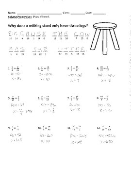 Solving Proportions #3 Joke Worksheet with Answer Key by Plant Problems