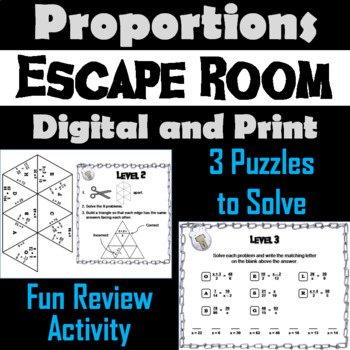Preview of Solving Proportions Activity: Algebra Escape Room Math Breakout Game