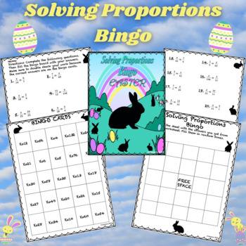 Preview of Easter Solving Proportions Worksheet | Bingo | 6th, 7th & 8th Grade Math