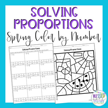 Preview of Solving Proportions Coloring Activity - Spring - for 7th Grade