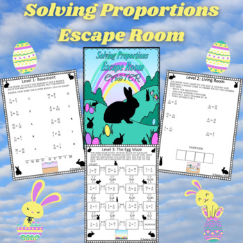 Preview of Easter Solving Proportions Worksheet | Escape Room | 6th, 7th, & 8th Grade Math