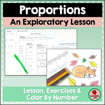 Preview of Solving Proportions Exploratory Lesson Color by Number Worksheet Activity
