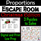 Solving Proportions Game: Escape Room Christmas Math Activity