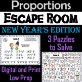 Solving Proportions Game: Escape Room New Year's Math Activity