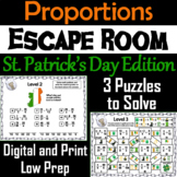 Solving Proportions Game: Escape Room St. Patrick's Day Ma