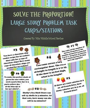 Preview of Solving Proportions: Giant Story Problem Task Cards/Stations