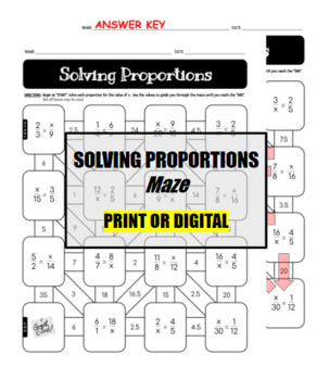 Preview of Solving Proportions MAZE FUN! [Print or Digital] Google Slides Distance Learning