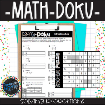 Solving Proportions Math Doku Geometry Sudoku Similarity Tpt