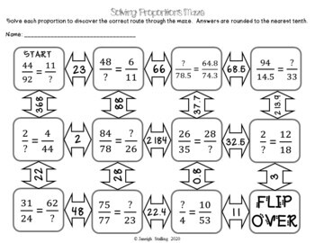 Solving Proportions Maze By Jstalling Teachers Pay Teachers
