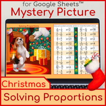 Preview of Solving Proportions | Mystery Picture Christmas Puppy with Cookie