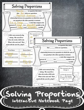 Preview of Solving Proportions Notes Handout + Distance Learning