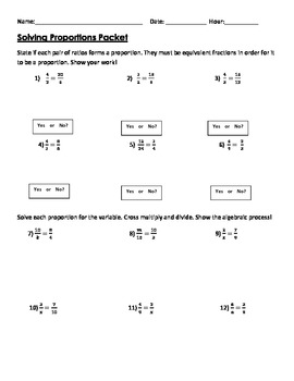 Preview of Solving Proportions Packet w/ Word Problems & Percents (w/ review & quiz)