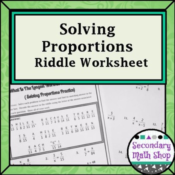 Preview of Solving Proportions Practice Riddle Worksheet
