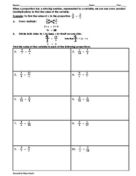 Preview of Solving Proportions Practice Worksheet - Teaching and Practice