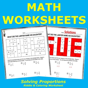 Preview of Solving Proportions Riddle & Coloring Worksheet