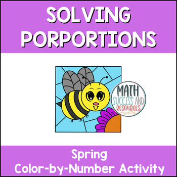Preview of Solving Proportions Spring Insect Math Color by Number Activity