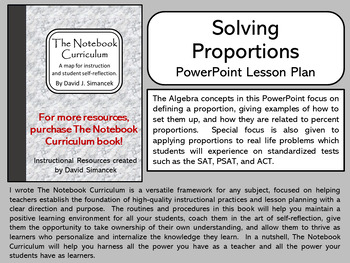 Preview of Solving Proportions - The Notebook Curriculum Lesson Plans