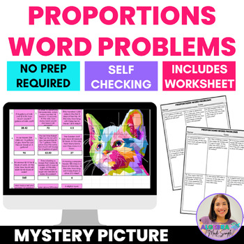 Preview of Solving Proportions Word Problems Digital Self Checking Puzzle Fun Activity 