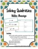 Solving Quadratic Equations - A Hidden Message Card Activity