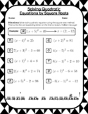 Solving Quadratic Equations By Square Roots Worksheet