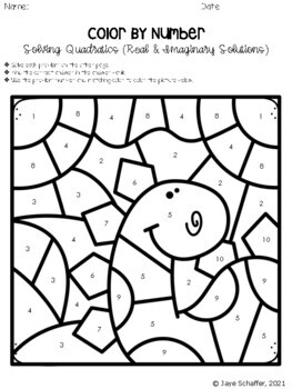 Solving Quadratic Equations Coloring Activity by Amusing Algebra