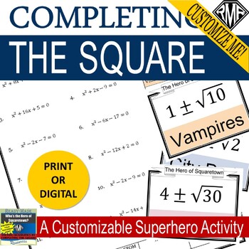 Preview of Completing the Square to solve Quadratic Equations Mystery Activity + Digital