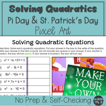 Preview of Solving Quadratic Equations Digital Pixel Art Activity