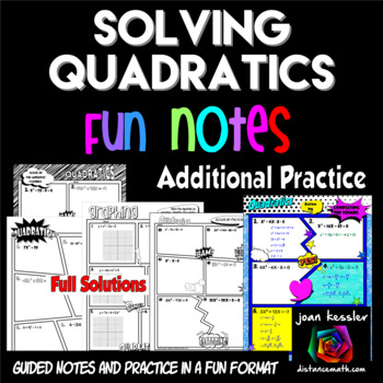 Preview of Solving Quadratic Equations FUN Notes Doodle Pages Extra Practice