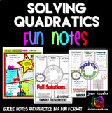Solving Quadratic Equations FUN Notes Doodle Pages and Practice