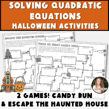 Preview of Solving Quadratic Equations Halloween Math Activity for Algebra 1 & 2 Highschool