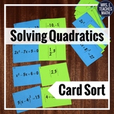Quadratic Equations Card Sort