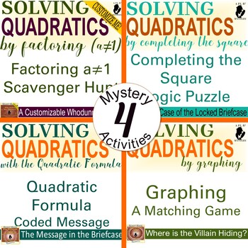 Preview of Solving Quadratic Equations 4-Mystery Complete Bundle (a≠1)