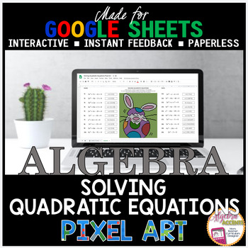 Preview of Quadratic Formula | Solving Quadratic Equations Digital Pixel Art Easter Algebra
