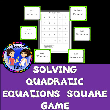 Preview of Solving Quadratic Equations Square Game