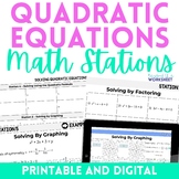 Solving Quadratic Equations Stations - Great for distance 