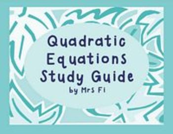 Preview of Quadratic Equations- Final Graphing and Solving by all Methods Study Guide