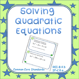 Solving Quadratic Equations Task Cards