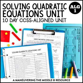 Preview of Solving Quadratic Equations Unit | The Quadratic Formula | Algebra 1